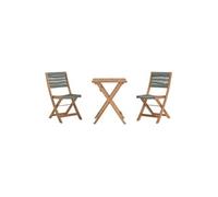 Set bistrot pliable en bois d'acacia FSC avec tressage en corde vert olive - 2 personnes - MAKENA