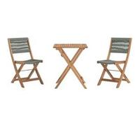 Set bistrot pliable en bois d'acacia FSC avec tressage en corde vert olive - 2 personnes - MAKENA