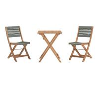 Set bistrot pliable en bois d'acacia FSC avec tressage en corde vert olive - 2 personnes - MAKENA