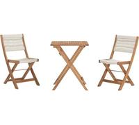 Set bistrot pliable en bois d'acaciaavec tressage en corde beige - 2 personnes - MAKENA