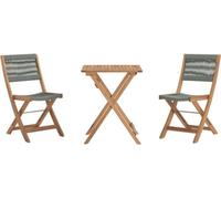 Set bistrot pliable en bois d'acaciaavec tressage en corde vert olive - 2 personnes - MAKENA