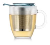 Set - BODUM - Yo-Yo - Mug en verre trempé avec infuseur à thé en inox - Individuel - Bleu clair - 0,35 l