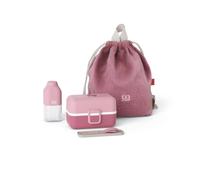 Set boite à goûter enfant avec bouteille, couverts et sac à dos rose blush TU