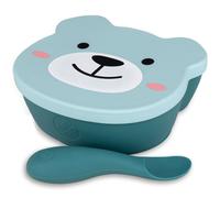 Set bol à ventouse et cuillère en silicone Ourson Bleu