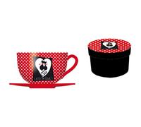 Set bol Rouge et sous-tasse Chats 11.5 x 8 cm