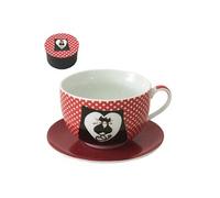 Set bol Rouge et sous-tasse Chats 11.5 x 8 cm