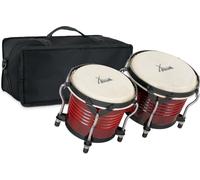 Set Bongo Tambour Percussion Peaux Naturels Bordeaux Bois Accordable avec Housse