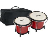 Set Bongo Tambours Percussion 6'' 7'' Peaux Naturels Bordeaux Bois avec Housse