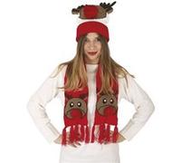 set bonnet écharpe renne rudolphe nez rouge adulte - ptitclown 48331 Rouge G