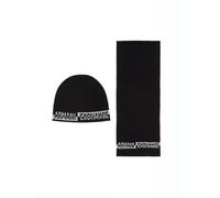 Set bonnet et écharpe homme noir Taille unique