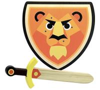 Set Bouclier et Épée Lion Jouet en Bois pour Enfant Dès 3 Ans Jeu Éducatif | Accessoires de déguisement inclus | motif lion illustré | stimule imagination et jeu de rôle | idée cadeau ludique et malin