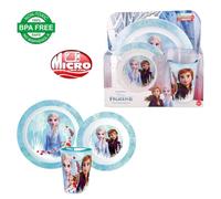Set Bouillie pour Micro-Ondes 3 Pièces Disney Frozen Anna-Elsa Plat Bas Bicc