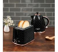 Set bouilloire et grille-pain 1,7 L noir mat - Design chromé, 7 niveaux de brunissage
