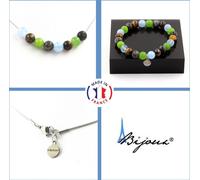 Set bracelet collier perles aigue-marine + oeil de tigre + labradorite + péridot 8 mm chaîne en acier inoxydable