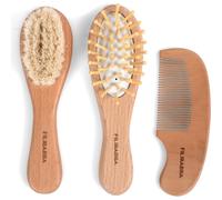 Set brosse et peigne bébé en bois avec pochette coton
