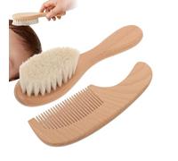 Set Brosse Et Peigne - Poils Doux Manche Bois Ergonomique,Brosse de Douche pour Petit Garçon | Pour Routine Matin Soir Douche Bain Démêlage Coiffage Hygiène
