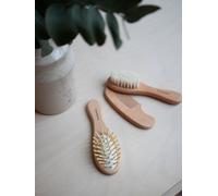 Set brosses et peigne bébé en bois beige TU