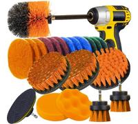 Set Brosses Rotatif pour Perceuse Propreté Polissage Voiture Bain 22 Pièces