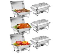 Set buffet chauffe-plat lot 6 8QT inox, chafing dish mariage traiteur