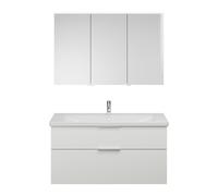 Set burgbad Eqio, composé d'une armoire de toilette à droite, d'un lavabo en céramique et d'un meuble sous lavabo, largeur 1230mm, SFAN123LF6582C0001G0146, Couleur: Blanc mat / Blanc mat, poignée chro