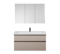 Set burgbad Eqio, composé d'une armoire de toilette à droite, d'un lavabo en céramique et d'un meuble sous lavabo, largeur 1230mm, SFAN123LF6583C0001G0252, Couleur: Gris clair mat / Gris clair mat, po