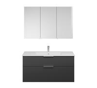 Set burgbad Eqio, composé d'une armoire de toilette à droite, d'un lavabo en céramique Slim et d'un meuble sous lavabo, largeur 1220mm, SHCP122LF6584C0001G0146, Couleur: Gris foncé mat / Gris foncé ma