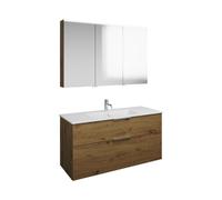 Set burgbad Eqio, composé d'une armoire de toilette à droite, d'un lavabo en céramique Slim et d'un meuble sous lavabo, largeur 1220mm, SHCP122LF5662C0001G0146, Couleur: Décor chêne Urban / Décor chên