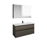 Set burgbad Eqio, composé d'une armoire de toilette à droite, d'un lavabo en céramique Slim et d'un meuble sous lavabo, largeur 1220mm, SHCP122LF2010C0001G0252, Couleur: Gris brillant / Gris brillant,
