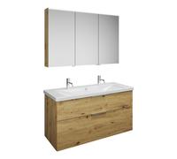 Set burgbad Eqio, composé d'une armoire de toilette à gauche, d'un lavabo en céramique avec 2 trous pour robinetterie et d'un meuble souslavabo, largeur 1230mm, SFAO123RF5662C0001G0146, Couleur: Décor