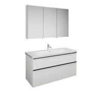 Set burgbad Eqio, composé d'une armoire de toilette à gauche, d'un lavabo en céramique et d'un meuble sous lavabo, largeur 1230mm, SFAN123RF2009C0001G0252, Couleur: Blanc brillant / Blanc brillant, po