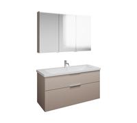 Set burgbad Eqio, composé d'une armoire de toilette à gauche, d'un lavabo en céramique et d'un meuble sous lavabo, largeur 1230mm, SFAN123RF6583C0001G0146, Couleur: Gris clair mat / Gris clair mat, po