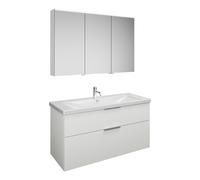 Set burgbad Eqio, composé d'une armoire de toilette à gauche, d'un lavabo en céramique et d'un meuble sous lavabo, largeur 1230mm, SFAN123RF2009C0001G0146, Couleur: Blanc brillant / Blanc brillant, po