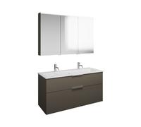 Set burgbad Eqio, composé d'une armoire de toilette à gauche, d'un lavabo en céramique Slim avec 2 trous pour robinetterie et d'un meuble souslavabo, largeur 1220mm, SHCQ122RF2010C0001G0146, Couleur: 