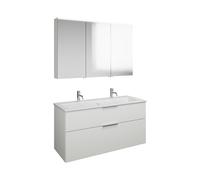 Set burgbad Eqio, composé d'une armoire de toilette à gauche, d'un lavabo en céramique Slim avec 2 trous pour robinetterie et d'un meuble souslavabo, largeur 1220mm, SHCQ122RF2009C0001G0146, Couleur: