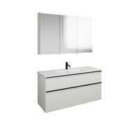 Set burgbad Eqio, composé d'une armoire de toilette à gauche, d'un lavabo en céramique Slim et d'un meuble sous lavabo, largeur 1220mm, SHCP122RF5662C0001G0146, Couleur: Décor chêne Urban / Décor chên