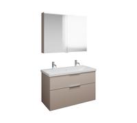 Set burgbad Eqio, composé d'une armoire de toilette, d'un lavabo en céramique avec 2 trous pour robinetterie et d'un meuble sous-lavabo, largeur 1030mm, SFAO103F6583C0001G0146, Couleur: Gris clair mat