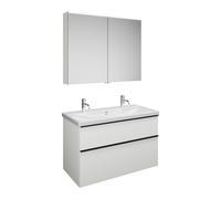 Set burgbad Eqio, composé d'une armoire de toilette, d'un lavabo en céramique avec 2 trous pour robinetterie et d'un meuble sous-lavabo, largeur 1030mm, SFAO103F2009C0001G0252, Couleur: Blanc brillant