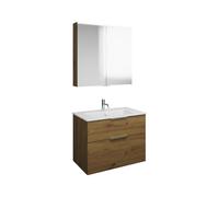 Set burgbad Eqio, composé d'une armoire de toilette, d'un lavabo en céramique Slim et d'un meuble sous-lavabo, largeur 820mm, SHCP082F5662C0001G0146, Couleur: Décor chêne Urban / Décor chêne Urban, Po