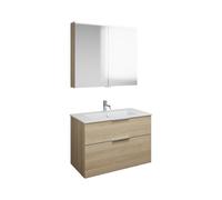 Set burgbad Eqio, composé d'une armoire de toilette, d'un lavabo en céramique Slim et d'un meuble sous-lavabo, largeur 920mm, SHCP092F3180C0001G0146, Couleur: Chêne Décor Cachemire / Chêne Décor Cache