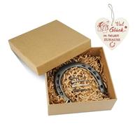 Set Cadeau avec Fer à Cheval 4 Fer à Cheval Clou, Plaque Coeur Porte-bonheur, Décoration Fer à Cheval avec Boîte de Rangement pour Cadeau de Pendaison de Crémaillère, Cadeau de Mariage, Bricolage