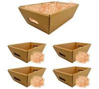 Set Cadeau Créatif - 5 Corbeilles Carton 34x23x11 cm avec 200g de Garniture Naturelle | Coffret sans Couvercle Cadeaux
