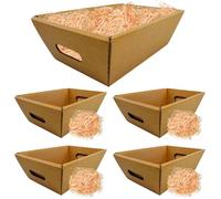 Set Cadeau Créatif - 5 Corbeilles Carton 45x33x13 cm avec 500g de Garniture Naturelle | Idéal pour Cadeaux Personnalisés