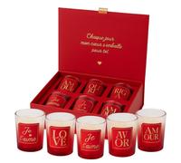 Set cadeau de bougies parfumées de luxe - 6x bougies rouges dans un coffret cadeau - Cadeau romantique pour femme ou couple - Amour/Valentin/Anniversaire - Rouge