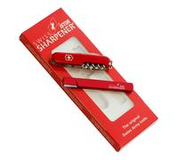 set cadeau iSTOR avec Standard Swiss Sharpener et couteau de poche d'officier Victorinox SPORTSMAN, qualité suisse