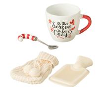 Set cadeau mug, cuillère canne en sucre d'orge et bouillotte