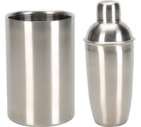 Set cadeau pour barman, 2 éléments : shaker et seau à glace, acier inoxydable