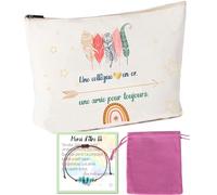 Set Cadeau pour Collègue - Pochette en Toile + Carte de Remerciement + Porte-Bonheur - Cadeau de Départ, Retraite ou Changement de Poste - Message Touchant et Motivant