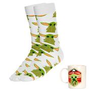 Set Cadeau Tasse & Chaussettes Enfant Grogu Mandalorian - Officiel, Tasse en Céramique Baby Yoda & Chaussettes Unisexe pour Fans Star Wars, Cadeau Original