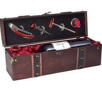 Set cadeau vin avec 1 bouteille de vin rouge millésime 2006 Château Carignan Prima - sec - en caisse bois avec kit sommelier