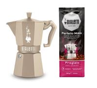 Set cafetière Bialetti Moka Exclusive Induction couleur sable + 1 paquet de café Pregiato de 250 gr